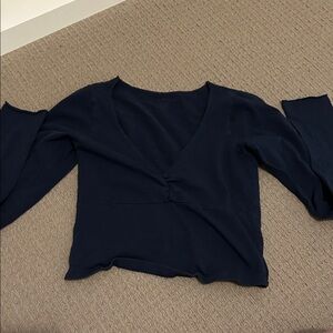 Brandy Melville Deep Blue V-Neck Blouse